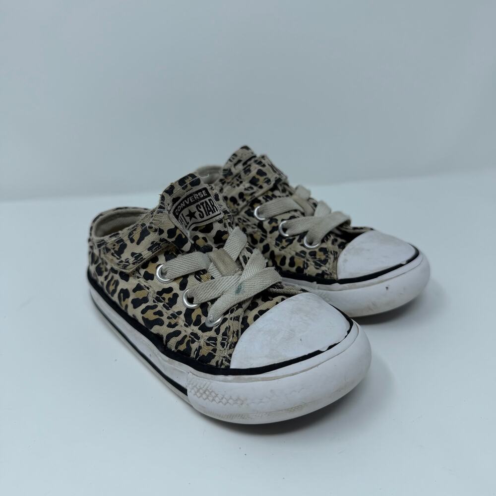 Converse All Star Leopard Print Toddler Sneakers Hook Loop Toddler Size 6